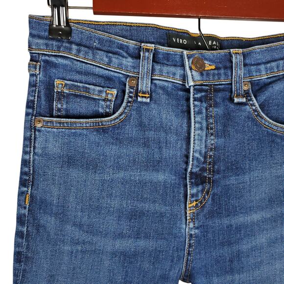 Veronica Beard Jeans Kate 10" Skinny Ankle Frayed Raw Hem Size 27 Blue Stretch - Picture 4 of 14